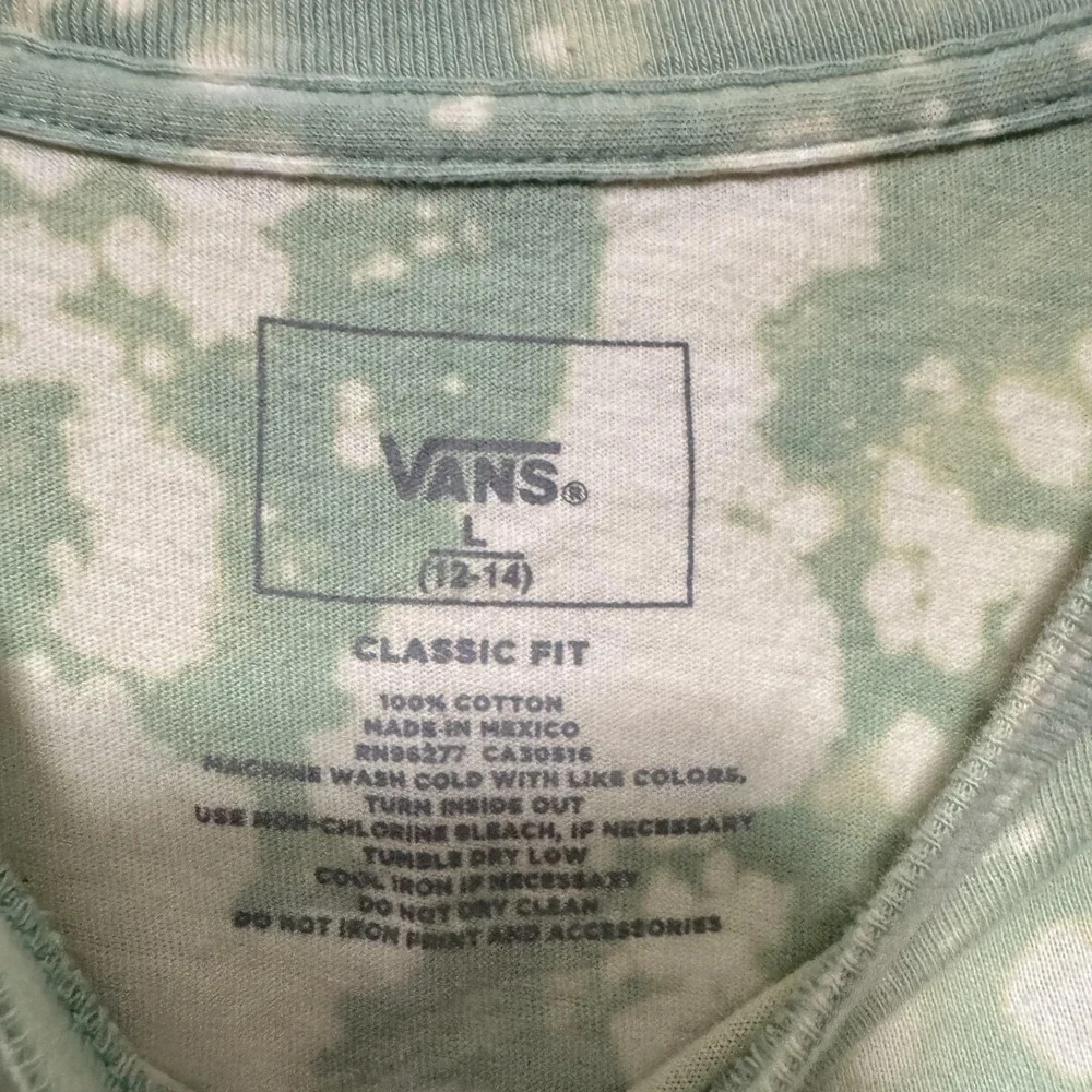 Vans Shirt Youth Large Green‎ Bleach Tie Dye Tropical Palm Graphic Cotton